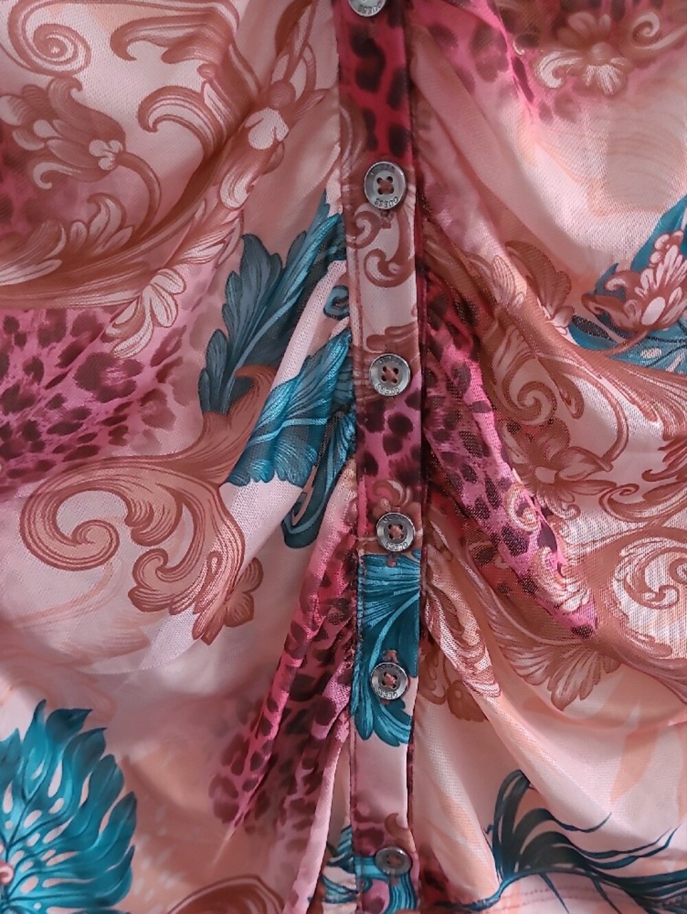 GUESS LS Chemise Berrie Shirt - Sun Florid Coastal Resort Long Sleeve Top - Picture 5 of 12